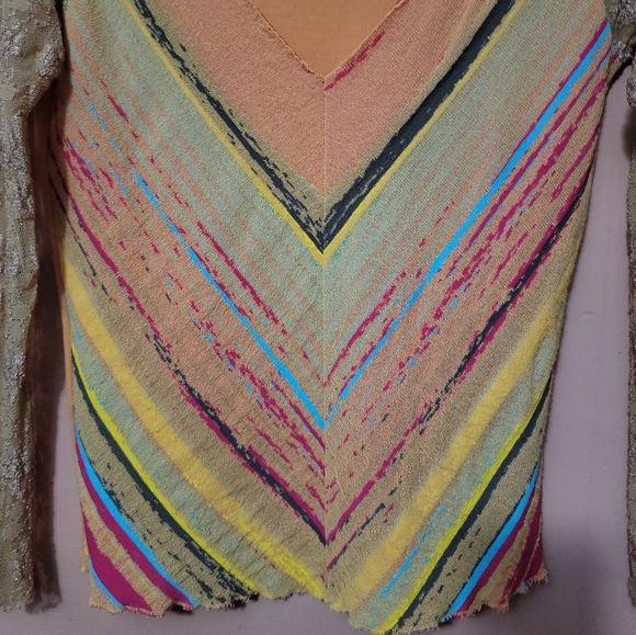 Aldo Martins Vintage Off The Shoulder Multicolor Lace Top Size Medium - Picture 6 of 7